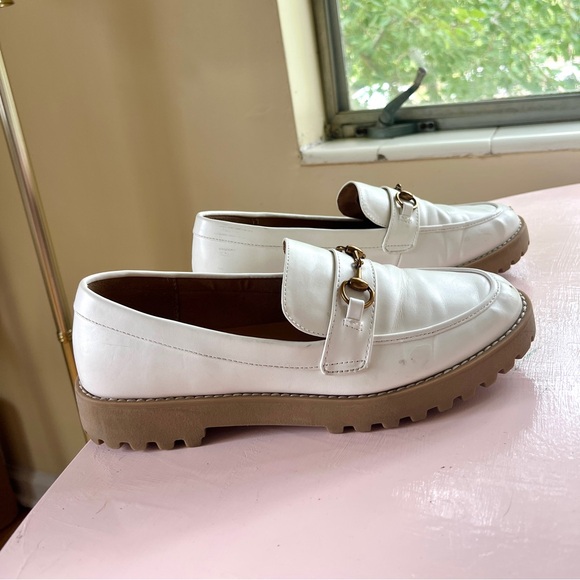 White Leather Loafers - Picture 1 of 3